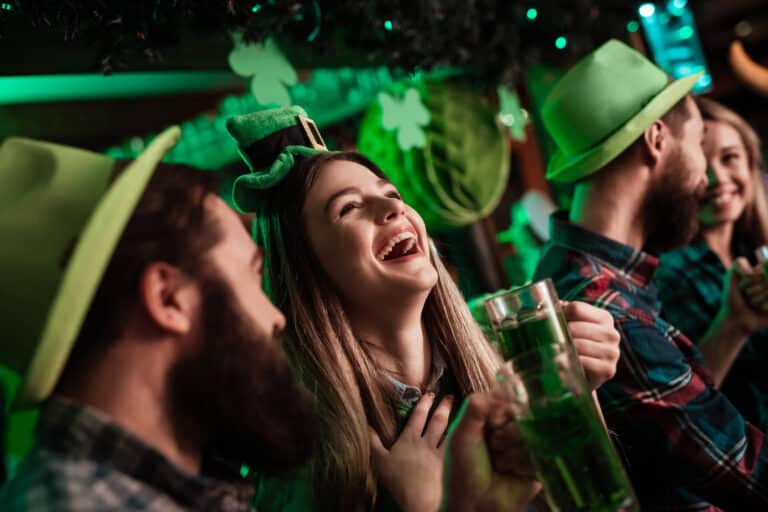 Young People Celebrating St. Patrick's Day in a pub