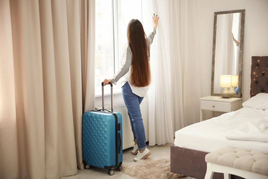 Female solo traveller at hotel